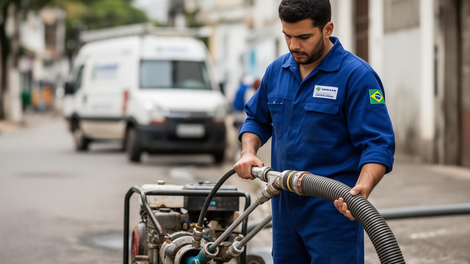 Desentupidora em Marília - profissional realizando desentupimento